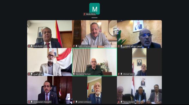 نائب وزير الخارجية يبحث مع رؤساء البعثات اليمنية في أفريقيا التطورات السياسية وتداعيات التصعيد الإقليمي ...